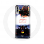 Coque pour Samsung Galaxy A50 Formule 1 Max Verstappen Pilote de F1 noir rouge et jaune