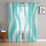 Abstrakti gradiento linija žalia miegamojo permatomos permatomos užuolaidos &scaron;ventinės dekoracijos langas Voile tiulio užuolaidos 135W x 114H(cm)