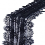 Gėlėtas nėrinių stalo bėgikas prancūzi&scaron;kas eleganti&scaron;kas romanti&scaron;kas juodas tiulis ilgas stačiakampis vestuvės juoda