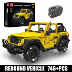 MOULD KING 15058 Techninis automobilio statybinis blokas &bdquo;Wrangler&ldquo; visureigis, traukiamas atgal automobilio modelio surinkimas, plytų automobilis, žaislai vaikams, kalėdinė dovana