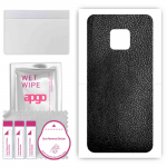 apgo Protective Skin Sticker for the back compatible with Huawei Mate 20 Pro, Wrap Film, Foil, Vinyl - Pattern Black Leather
