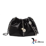 Užtraukiamas mini krep&scaron;ys su perlų grandinėle Tote Crossbody Odinis Sidabrinis telefono krep&scaron;ys per petį