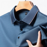 Vasariniai &scaron;ilkmedžio &scaron;ilko mar&scaron;kinėliai trumpomis rankovėmis vyrams, auk&scaron;tos klasės vidutinio amžiaus verslo atlapai, laisvi tėčio drabužiai, nereikalaujantys lyginti kasdieniai polo mar&scaron;kinėliai L