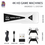 GT68 belaidė vaizdo žaidimų konsolė, 4K HDMI TV i&scaron;vestis, su dvigubu 2.4G belaidžiu valdikliu, 64G/128G versijos Retro Game Stick 64G