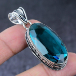 Indicolite Tourmaline Gemstone Handmade 925 Sterling Silver Pendant 2.09 v4z67