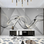 Nuotraukų tapetai Modernus minimalistinis 3D &scaron;viesus prabangus abstraktus dūmų linijos geometrinis televizoriaus fono sienų dekoras 350 cm(W) x 245 cm(H)
