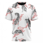 3D Tiger Print mar&scaron;kinėliai Vyri&scaron;ki mar&scaron;kinėliai su gyvūnų ra&scaron;tais vasaros tendencija Harajuku dideli trumpomis rankovėmis, laisvalaikio madinga vir&scaron;utinė apykakle S