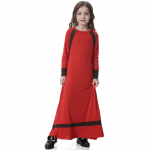Musulmonų vaikų mergaičių maldos suknelė Hijab Abaya chalatas Arabų Dubajaus vaikams Ramadanas Kaftan Galvos skara Islamo Eid vakarėlio suknelė Jilbab S raudona