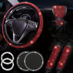 1 komplektas automobilių dalys, papuo&scaron;alų priedai vairas, saugos diržas, žiedas ant pečių, logotipo lipdukas 8 pcs raudona
