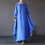 Musulmonų moterų mar&scaron;kinių suknelė ilgomis rankovėmis Abaya Kaftan laisvalaikio laisvi mai&scaron;eliai Maxi suknelė Artimųjų Rytų Ramadano chalatas plius dydis M-5XL M mėlyna