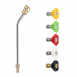 Automobilio plovimo vandens pistoleto antgalis su prailgintu lenktu kotu ir nerūdijančio plieno jungtimi: puikiai tinka auk&scaron;to slėgio valymo ma&scaron;inoms. 17cm curved rod