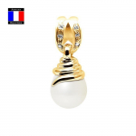 Pendentif - Compagnie G&eacute;n&eacute;rale des Perles - Diamants 0,06 Cts - Perle de Culture 9-10 mm - Or Jaune 18 Carats