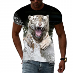 Vasaros mados Tiger grafiniai mar&scaron;kinėliai Vyri&scaron;ki laisvalaikio spauda Trend mar&scaron;kinėliai trumpomis rankovėmis Hip Hop Harajuku Animal Pattern gatvės apranga Asian size S