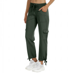 Moteri&scaron;kos žygio kelnės Lengvos, greitai i&scaron;džiūstančios sportinės kelionės lauke, laisvalaikio laisvos, patogios mielos ki&scaron;enės L armijos žalia spalva