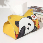 &bdquo;Panda&ldquo; audinių dėžutės dangtelis, tapyba aliejiniais dažais, audinių dėžutė, svetainė, buitinė auk&scaron;čiausios klasės kūrybinė odinė servetėlė stalo popieriaus dėžutė, laikymo automobilio popierinė dėžutė A