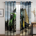 3D Pigios Traktoriaus Automobilio Ūkio Sceniches Dangaus Atspalvio Užuolaidos Svetainės Miegamojo Namų Dekoro Užuolaidos 2 Skydai 100W130H(CM)40x51in&Hook gray