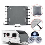 1 rinkinys Universalus priekabos priekinis vilkimo dangtelis-apsauga + 2 LED žibintų apsauginiai skydeliai Pilki RV dalys ir aksesuarai