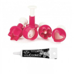 5 d&eacute;coupoirs p&acirc;te &agrave; sucre + Stylo de gla&ccedil;age noir