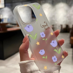 Mobiliųjų telefonų dėklai, skirti iPhone 11 13 15 Pro Max 12 14 Pro Max Case iPhone 16 15 Plus 13 Pro 12 Matinio tekstūros dažytos animacinės gėlės iPhone 11 balta