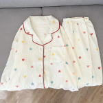 Esteti&scaron;kas madingas moteri&scaron;kas pižamos komplektas su spalvinga meilės spauda, ​​dviejų dalių miego drabužiai, laisvalaikio pavasarinė pižama moterims XL