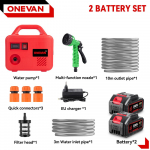 ONEVAN elektrinis vandens siurbimo siurblio įrenginys 150M belaidis įkraunamas sodo ploviklis ličio baterijos įrankis Makita 18V baterijai 2Battery 1EU Charger