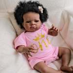 19 colių mink&scaron;to kūno reborn kūdikis Lanny, afroamerikietis, tamsios odos, naujagimio lėlės, tikrovi&scaron;kos, rankomis implantuoti garbanoti plaukai, atgimimo lėlės vaikams, žaislas cloth body