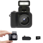 Skaitmeninis žaislinis fotoaparatas Mini skaitmeninis fotoaparatas raktų pakabukų rinkinys fiksavimo funkcija, 1080p colių ekrano įkrovimo bazė, lengva, mini 32 GB kortelė. juoda