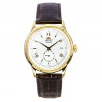 Orient Bambino 2 versija su mažąja sekundžių rodykle, odiniu dirželiu, sidabriniu ciferblatu, automatinis RA-AP0106S vyri&scaron;kas laikrodis sidabras