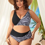 Bikini New Sexy Suit Split Swimsuit Black and White Printed Plus Size Swimsuit 0XL