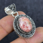 Rhodochrosite Gemstone Handmade 925 Sterling Silver Jewelry Pendant 1.73 v0y10