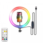 RGB žiedo formos lempa Žiedas Apvalus Su nuotolinio valdymo pultu i&scaron;maniajam telefonui Mobilus LED vaizdo &scaron;viesos žiedas &bdquo;YouTube&ldquo; fotografiniam ap&scaron;vietimui