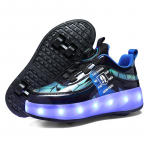 Nauji bėgimo batai su dvigubais ratukais, berniukų ir mergaičių riedučiai gali būti surenkami, variantiniai batai, riedučiai su &scaron;viesomis ir &scaron;viečiantys batai 39