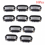 10/100 Tupe Plaukų segtukai Užsegami segtukai Su guminiu pagrindu Plaukų priauginimas Juodi 8 dantukai 10Pcs