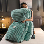 Magic Fleece Duvet Cover Set: Solid Color, Double-Sided, Thickened for Autumn/Winter, 4-Piece Bedding Single Duvet Cover 180*220