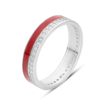 Sidabrinis žiedas su fianitais, emaliu, gaminio svoris 2,58 g (60002233) 18 balta
