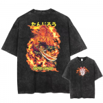 Demon Slayer Uzui Tengen Anime mar&scaron;kinėliai vyrams ir moterims medvilniniai vintažiniai skalbti mar&scaron;kinėliai negabaritiniai Harajuku gatvės mar&scaron;kinėliai laisvalaikio vir&scaron;ūnės M