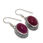 Ruby(Simulated) Gemstone Handmade 925 Sterling Silver Jewelry Earring 1.38 n4j47