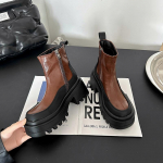 Platforminiai moteri&scaron;ki auk&scaron;takulniai aulinukai dizainerio masyvūs odiniai batai žiemos 2025 tendencija goti&scaron;ki kasdieniai batai madingi auk&scaron;takulniai Botas Mujer 39 juoda