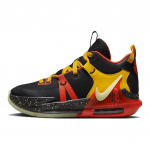 Nike LeBron Witness 7 GS Juodi Ry&scaron;kiai Raudoni Ta&scaron;kuoti Vaikų Sportbačiai Universiteto Aukso Spalvos Vos Matomi Volt DQ8650-001 37.5