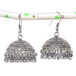 Natural Indian Look Jhumki Gemstone Silver Tribal Bali Earring 1.69 f5j89