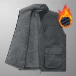 Žiemos Nauja Vilnoniu pamu&scaron;alu Sustorinta Dvipusė Vilnos Liemenė Lauko Įrankių Laisva Didelio Dydžio Liemenė su Daugybe Ki&scaron;enių Vyrams 5XL pilka spalva