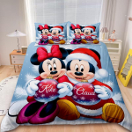 Mickey Stitch Antklodės užvalkalas Minnie Linksmų Kalėdų Animacinis patalynės komplektas Vienvietis Dvigulis Vaikams &Scaron;ventinės dovanos Miegamojo dekoras 135x200cm 3PCS red