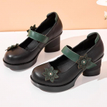 Madingi GKTINOO Pavasariniai Moteri&scaron;ki Bateliai Auk&scaron;takulniai Retro Stiliaus Lady 7CM Auk&scaron;čio Kulniukai Sagtis Dirželis Gėlių Bateliai Rankų Darbo Moteri&scaron;ki Natūralios Odos Batai 225