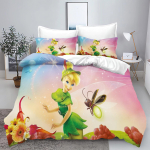 Tinkerbell Anime Disney Lovos Patalynės Komplektas Antklodės Užvalkalas 100% Poliesteris Tinka Vaikams Ir Suaugusiems 3 Dalių Komplektas 1 Antklodės Užvalkalas 150*200cm 3pcs