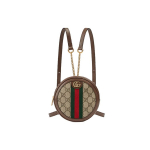&bdquo;Gucci Ophidia&ldquo; logotipo dryžuotas užtrauktukas, drobė ir odinė apvali kuprinė, mini moteri&scaron;ka kuprinė, juodos spalvos, 598661-96IWG-8745 Basic Set (Bag+Dust Bag)