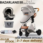BAZARLAND30.Poussette 3 en 1 B&eacute;b&eacute; Combin&eacute;e Si&egrave;ge-Auto Nacelle Trio R&eacute;versible R&eacute;glable Haute Qualit&eacute; Roues increvables . LIGHT GREY