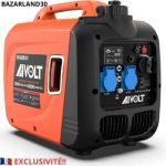 BAZARLAND30. Benzininis generatorius 3200W Inverterinis generatorius Tylus su 2 AC 230V lizdais, 12V DC ir 2 USB Type-A oranžinė