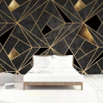 &Scaron;iuolaikinės paprastos freskos geometrinės linijos &scaron;viesios prabangos tapetai Svetainės miegamojo televizoriaus fono tapetai 200 cm(W) x 140 cm(H)