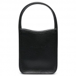 Longchamp Le Foulonn&eacute; 14 Atvira trumpa rankena Odinė pirkinių rankinė Mini Moteri&scaron;kos rankinės Juoda 10186021001 Basic Set (Bag+Dust Bag)