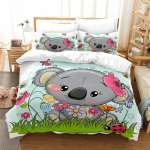 Animacinis koala antklodės užvalkalas Mikropluo&scaron;to mink&scaron;tas mielas gyvūnų patalynės komplektas Lapų gėlių dizainas Vaikų berniukų mergaičių kambario dekoras 70x133cm 2pcs